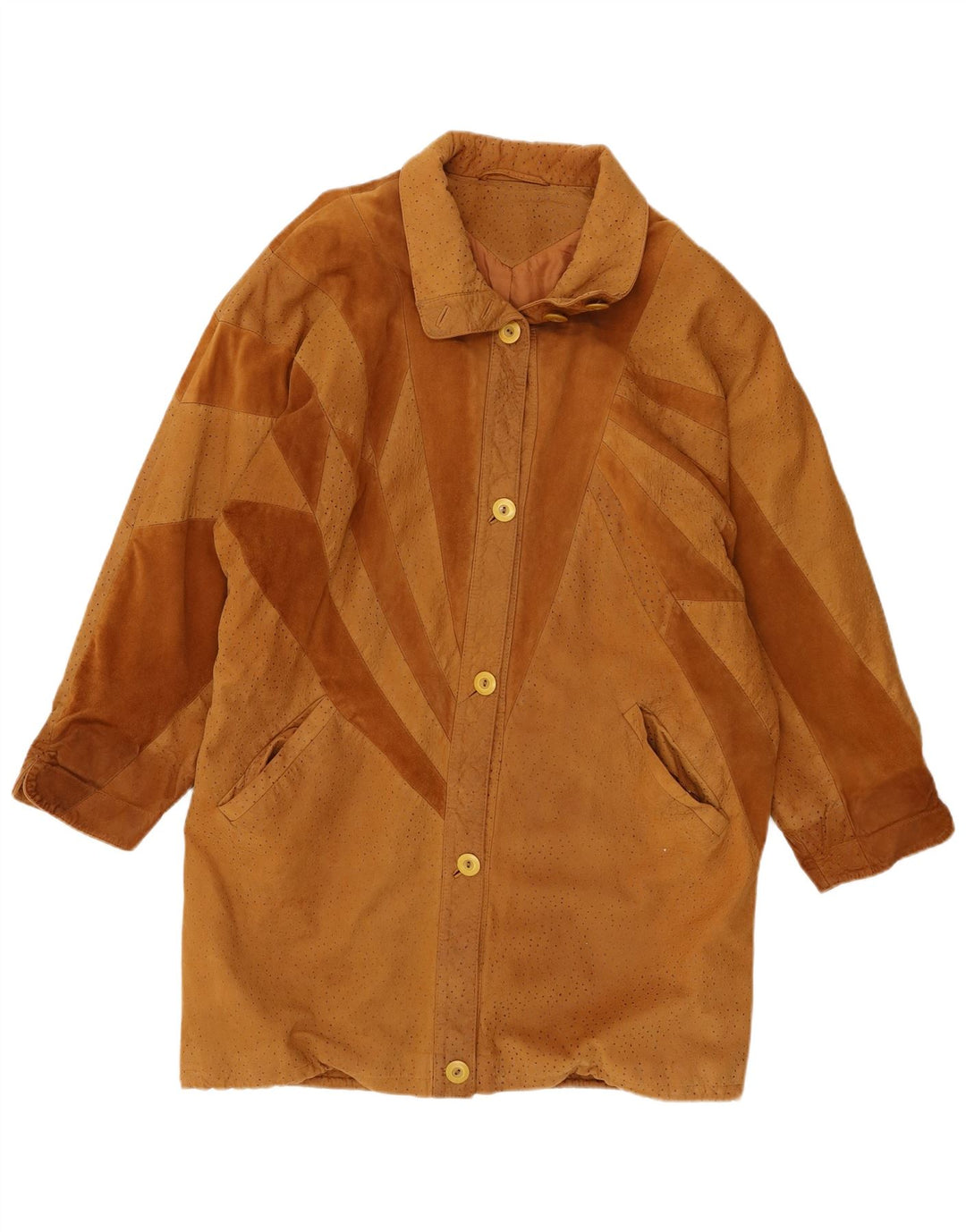 Barth Dame Ruskind Overfrakke UK 16 Stor Brun Læder