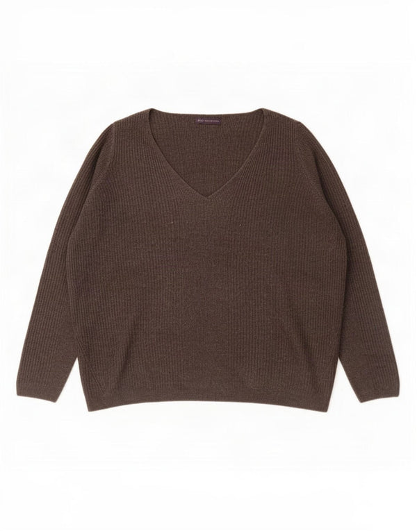Marks & Spencer Dame Oversized V-hals sweater UK 20 2XL Grå