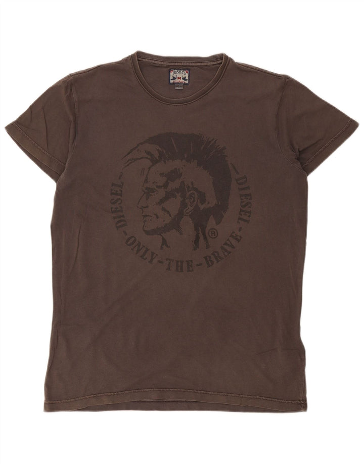 Diesel Herre Grafisk T-Shirt Top Stor Grå Bomuld