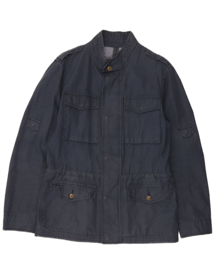 MASSIMO DUTTI Herre Military Jacket UK 36 Small Navy Blue