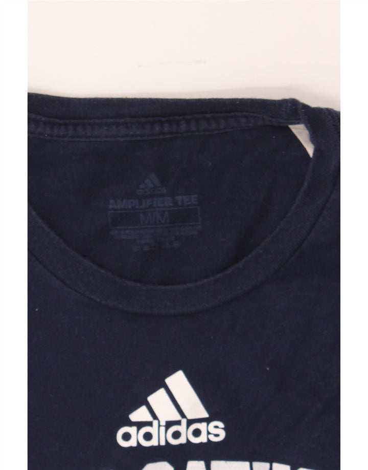ADIDAS Womens Morris Graphic T-Shirt Top UK 12 Medium Navy Blue Vintage Adidas and Second-Hand Adidas from Messina Hembry 