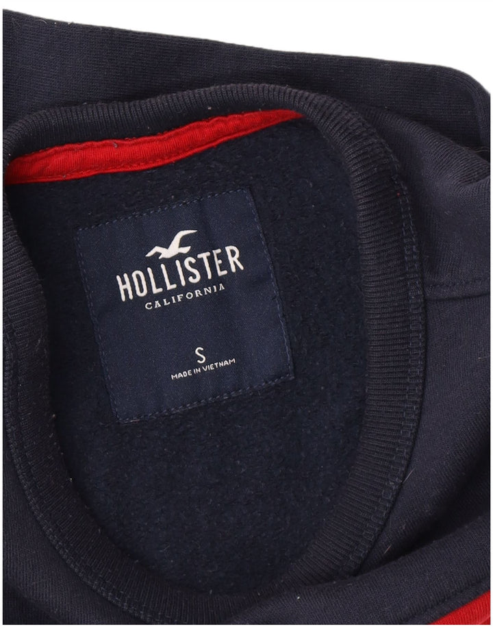 HOLLISTER Mens Graphic Sweatshirt Jumper Small Navy Blue Colourblock