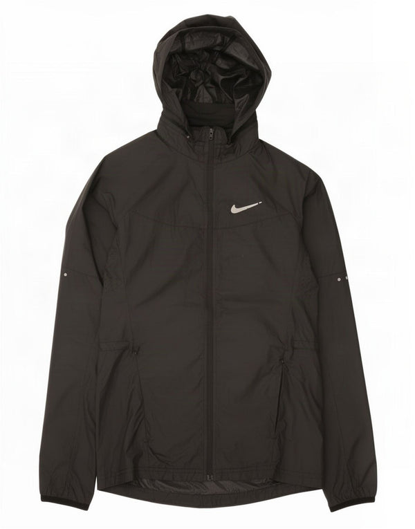 Nike Womens Hooded Rain Jacket UK 6 XS Black Polyester