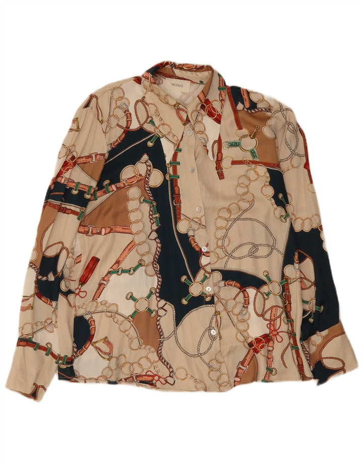 Vicolo kvinders abstrakt mønster skjorte bluse UK 14 Medium Multicolored