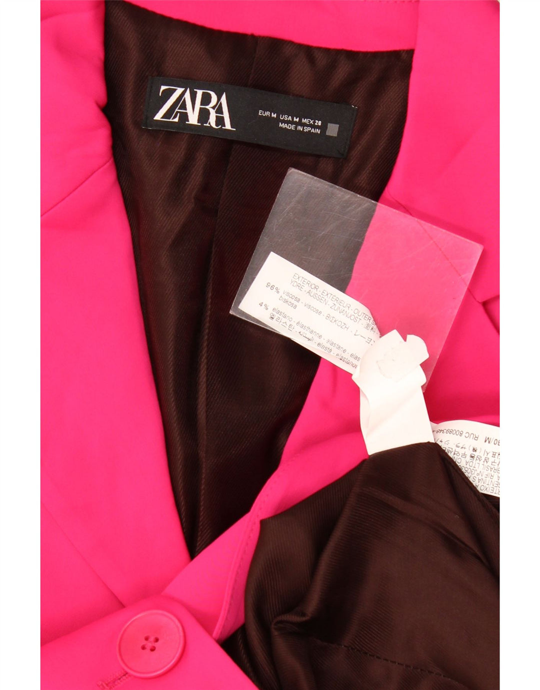 Zara Dame 2 Button Blazer Jacket UK 12 Medium Pink Viscose