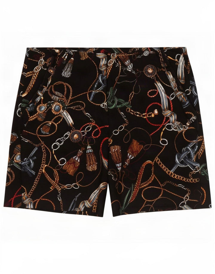 Zara Kvinders abstrakt mønster Casual Shorts Medium W28 Sort Bomuld