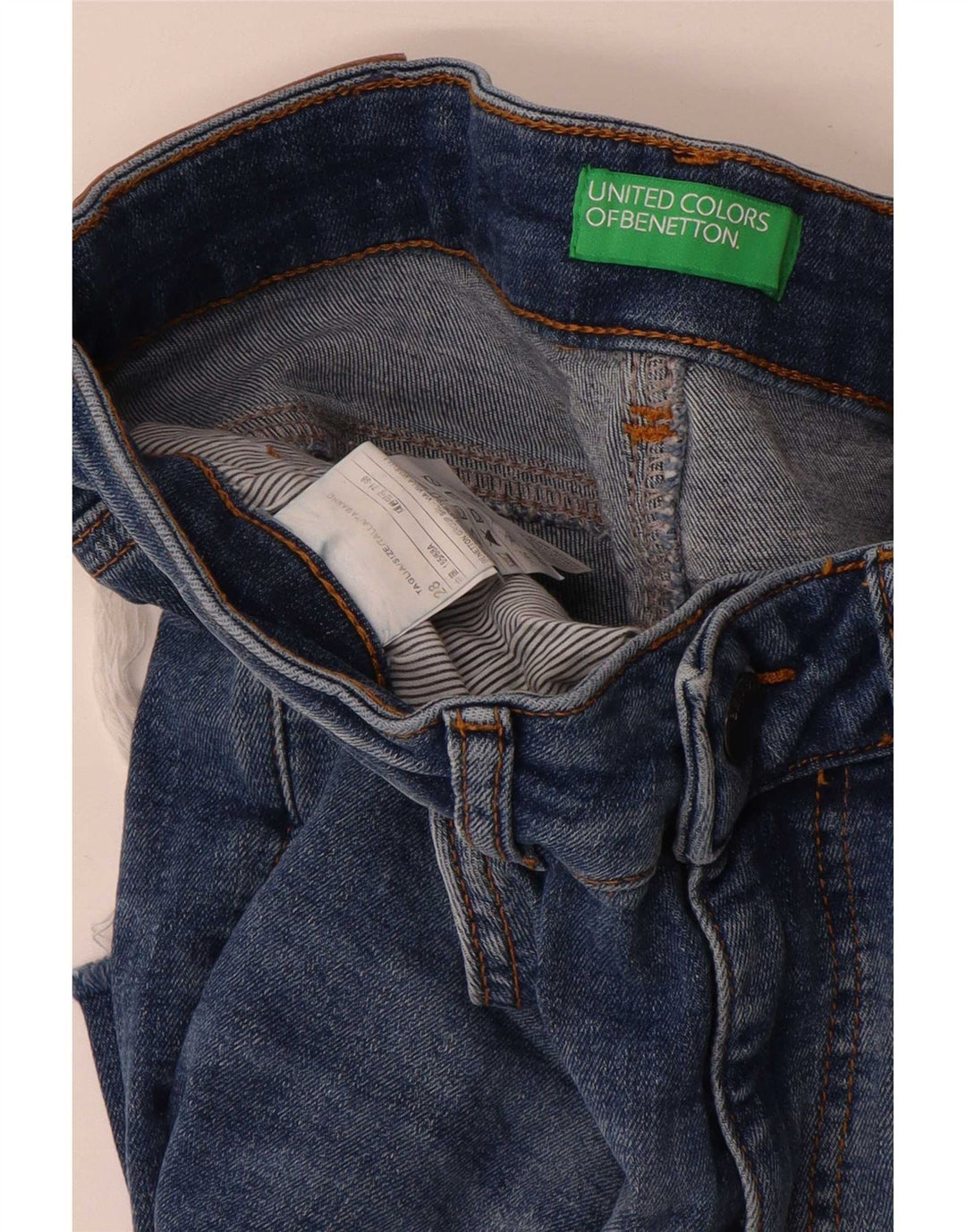 Benetton Dame Straight Jeans W28 L28 Blå Bomuld