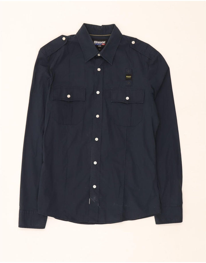 Blauer Herre Militærskjorte Stor marineblå bomuld