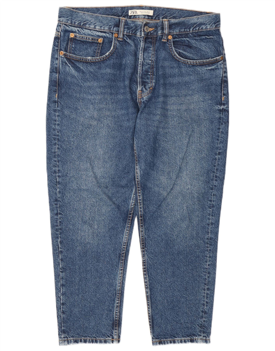 Zara Herre Cropped Jeans EU 46 XL W36 L25 Blå