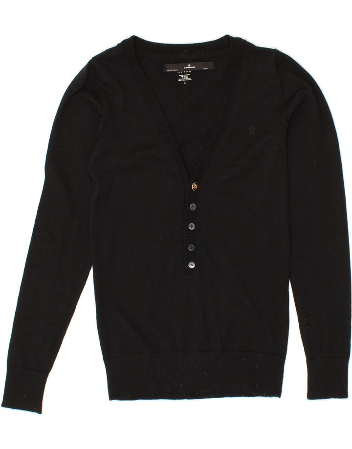 G-STAR Womens V-Neck Jumper Sweater UK 8 Small Black Classic Vintage G-Star and Second-Hand G-Star from Messina Hembry 