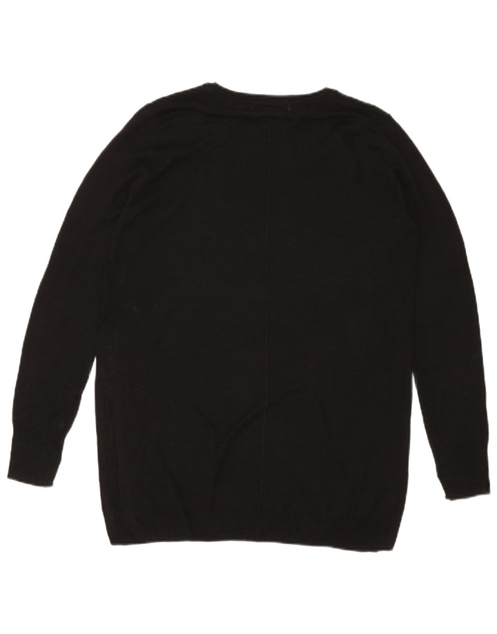 Zara Dame Oversized Crew Neck Jumper Sweater UK 10 Small Black Viscose
