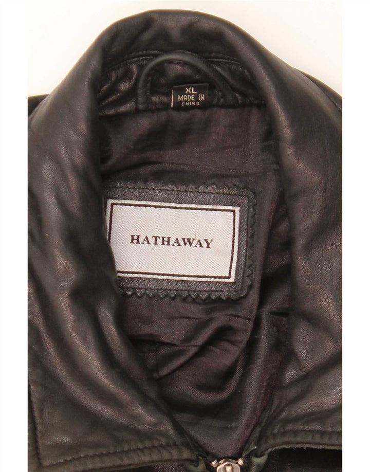 Hathaway Herre Læderjakke UK 42 XL Sort Læder