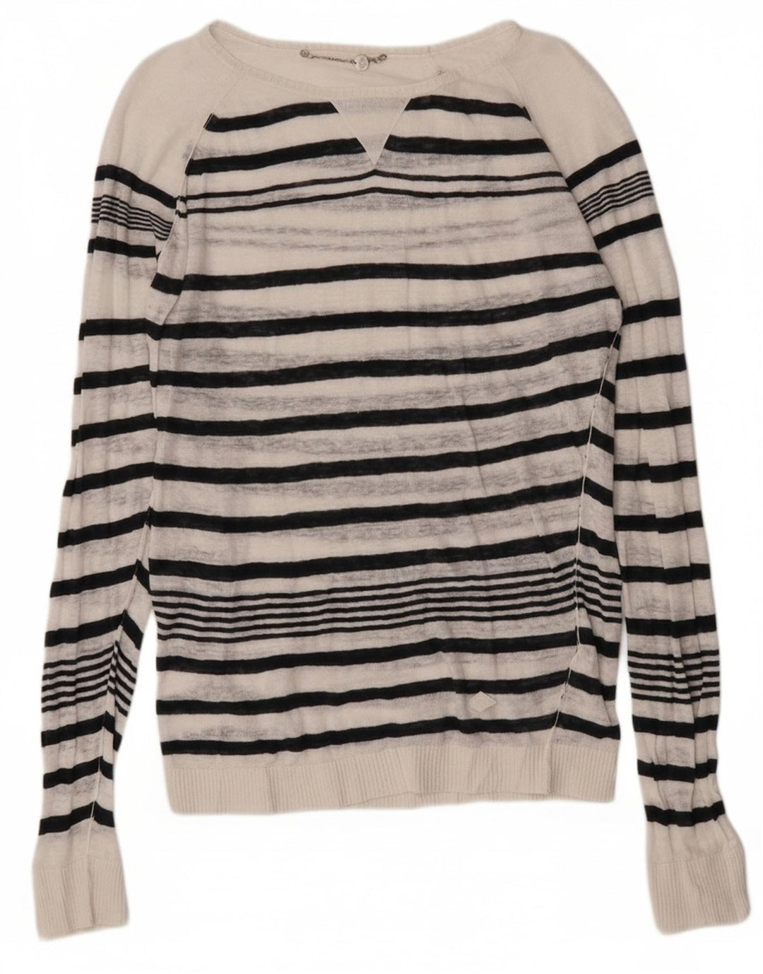 Diesel Dame Boat Neck Jumper Sweater UK 14 Medium Hvid Stribet