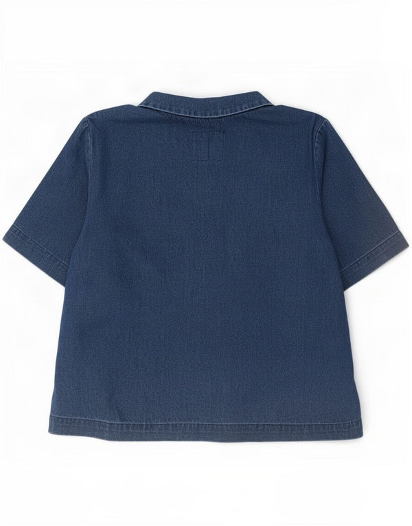 Zara Dame Trafaluc Short Sleeve Denim Pullover Shirt UK 16 Large Blue