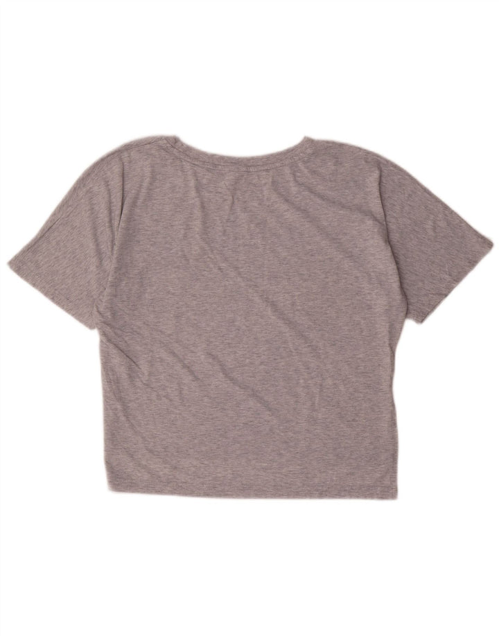 UMBRO Womens Crop Grafisk T-Shirt Top UK 14 Medium Grey Flecked Polyester