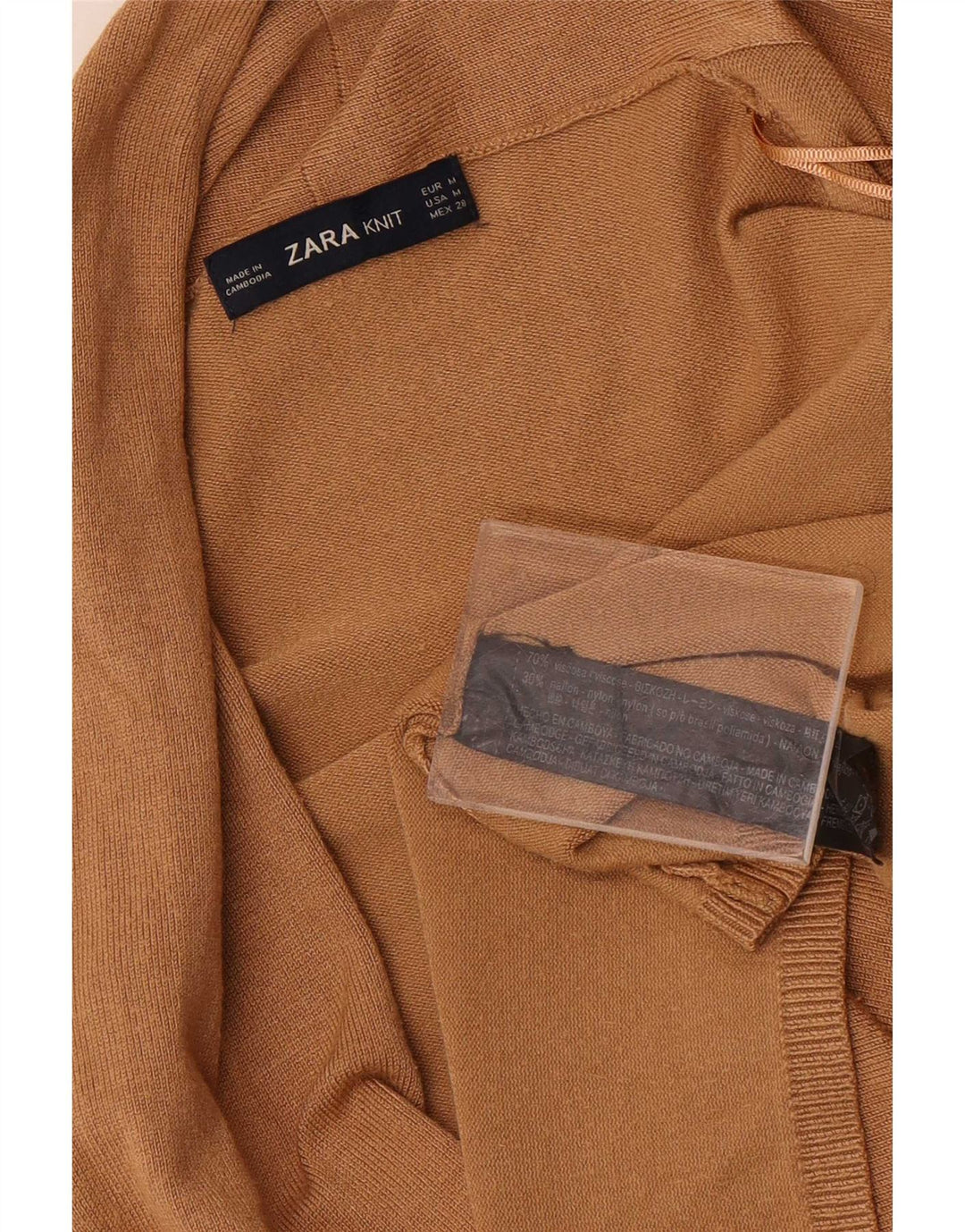 Zara Dame Cardigan Sweater UK 12 Medium Beige Viscose