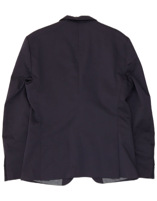 Zara Mens 2 Button Blazer Jacket EU 42 Large Navy Blue Polyester