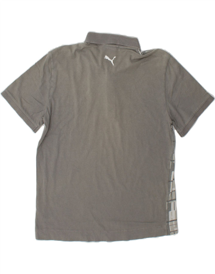 PUMA Mens Graphic Polo Shirt Medium Grey Cotton Vintage Puma and Second-Hand Puma from Messina Hembry 