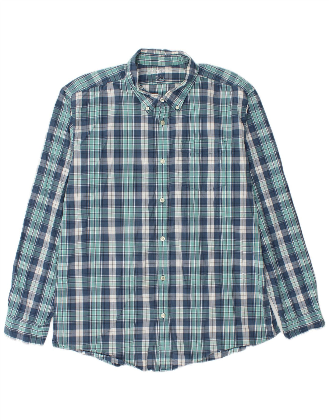 Eddie Bauer Herre Classic Fit skjorte Stor blå ternet bomuld