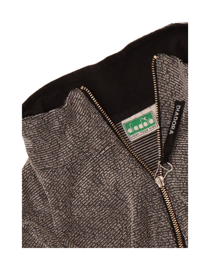 DIADORA Mens Zip Neck Top Long Sleeve Large Grey Pinstripe Vintage Diadora and Second-Hand Diadora from Messina Hembry 