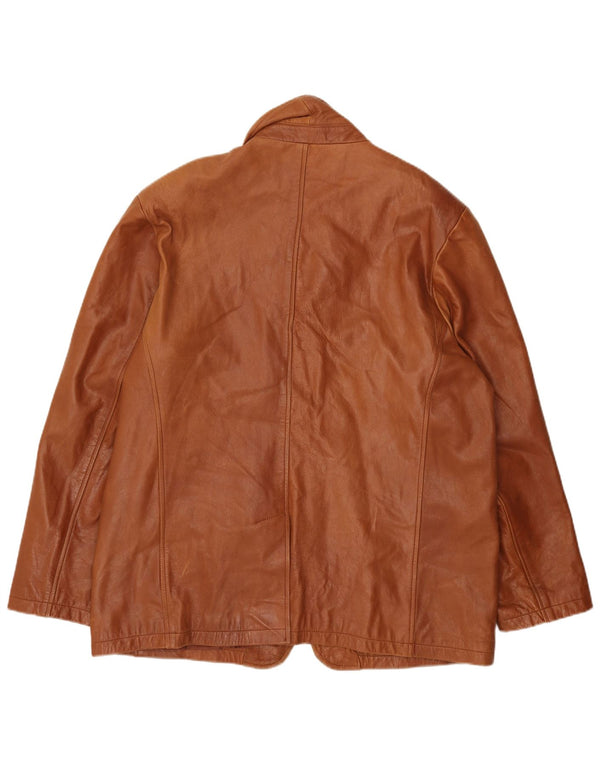 Vintage herre læder 3-knaps blazerjakke UK 46 3XL brunt læder