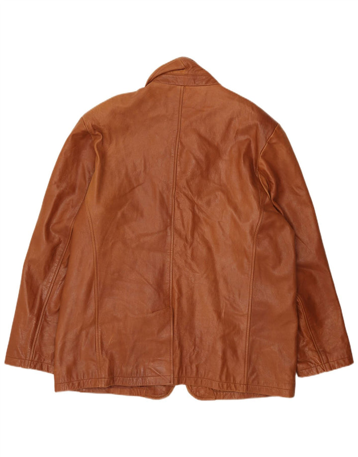 Vintage herre læder 3-knaps blazerjakke UK 46 3XL brunt læder