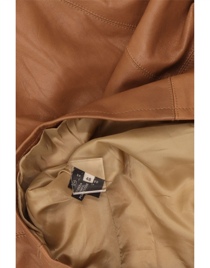 VINTAGE Dame Læderjakke IT 48 XL Brunt Læder