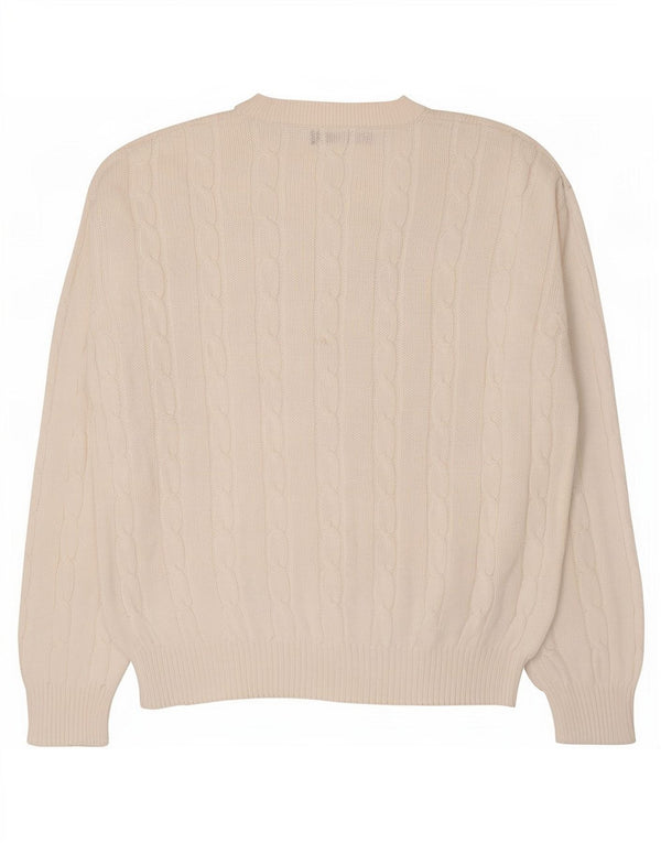 Sevres Mens V-Neck Jumper Sweater IT 50 Medium White Cotton