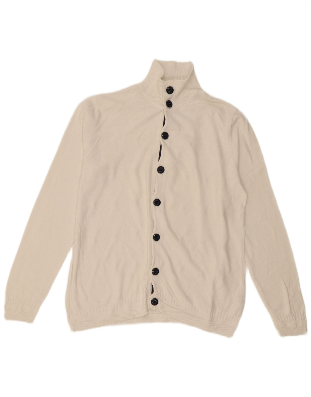 Zara Herre Cardigan Sweater Stor Hvid Bomuld