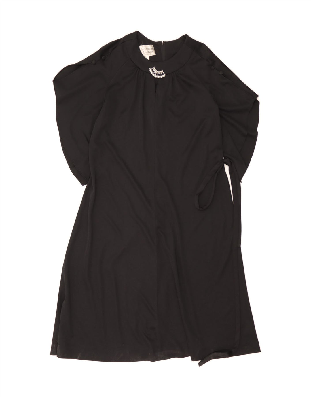 NORMAN LINTON Womens Maxi Dress UK 14 Large Black Polyester Vintage Norman Linton and Second-Hand Norman Linton from Messina Hembry 