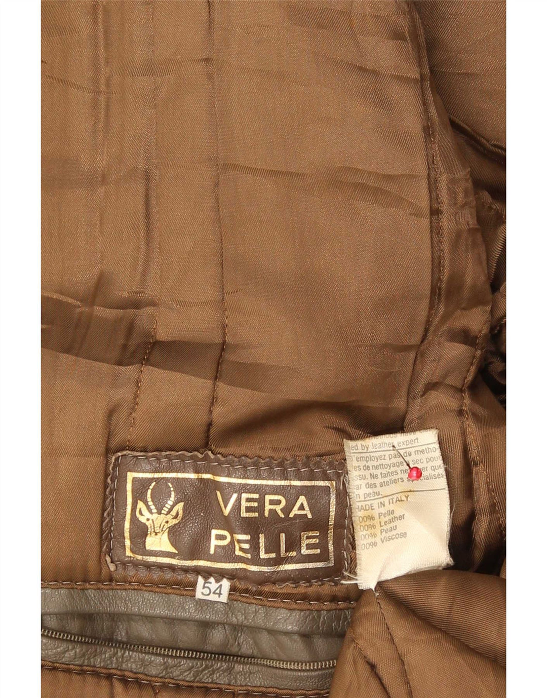 Vintage herre læderjakke IT 54 2XL Brun