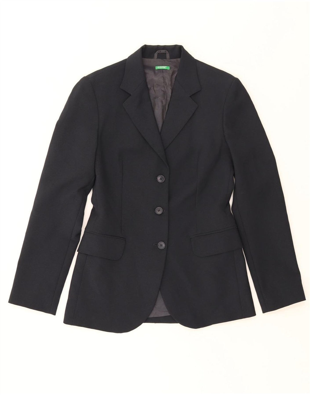 BENETTON Womens 3 Button Blazer Jacket IT 38 XS Navy Blue Polyester Vintage Benetton and Second-Hand Benetton from Messina Hembry 