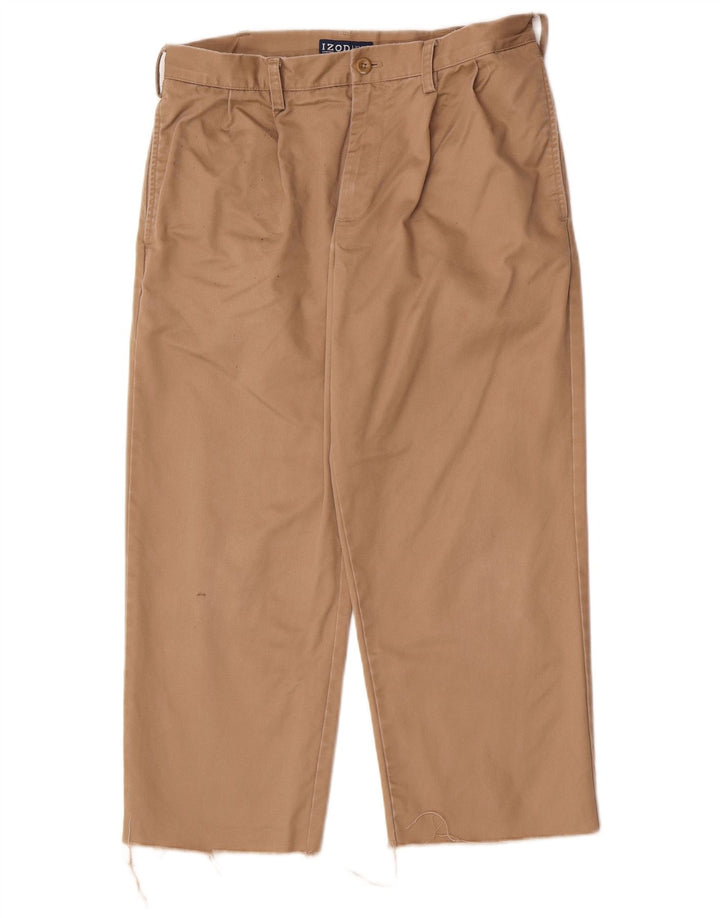 Izod Herre Pegged Cropped Trousers W32 L25 Beige Bomuld