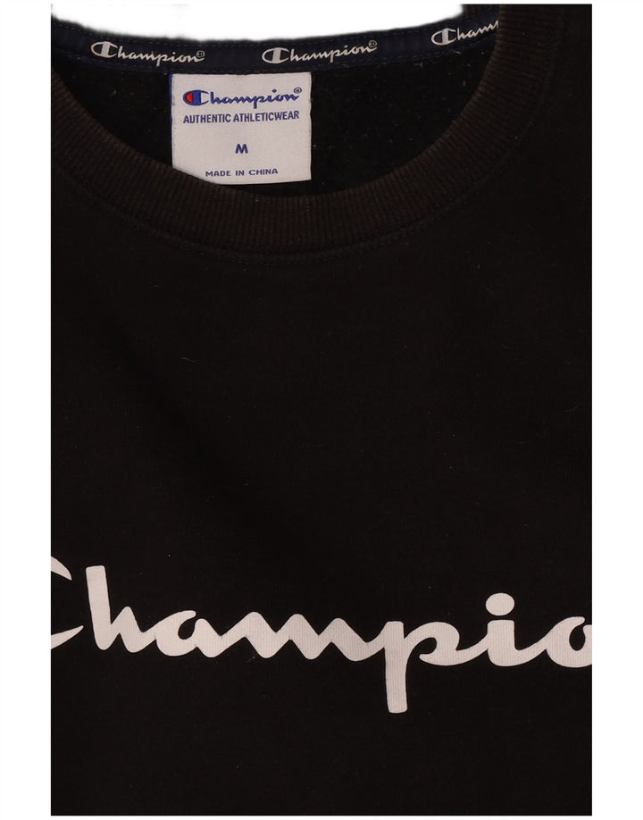 Champion Herre Grafisk Sweatshirt Jumper Medium Sort Bomuld
