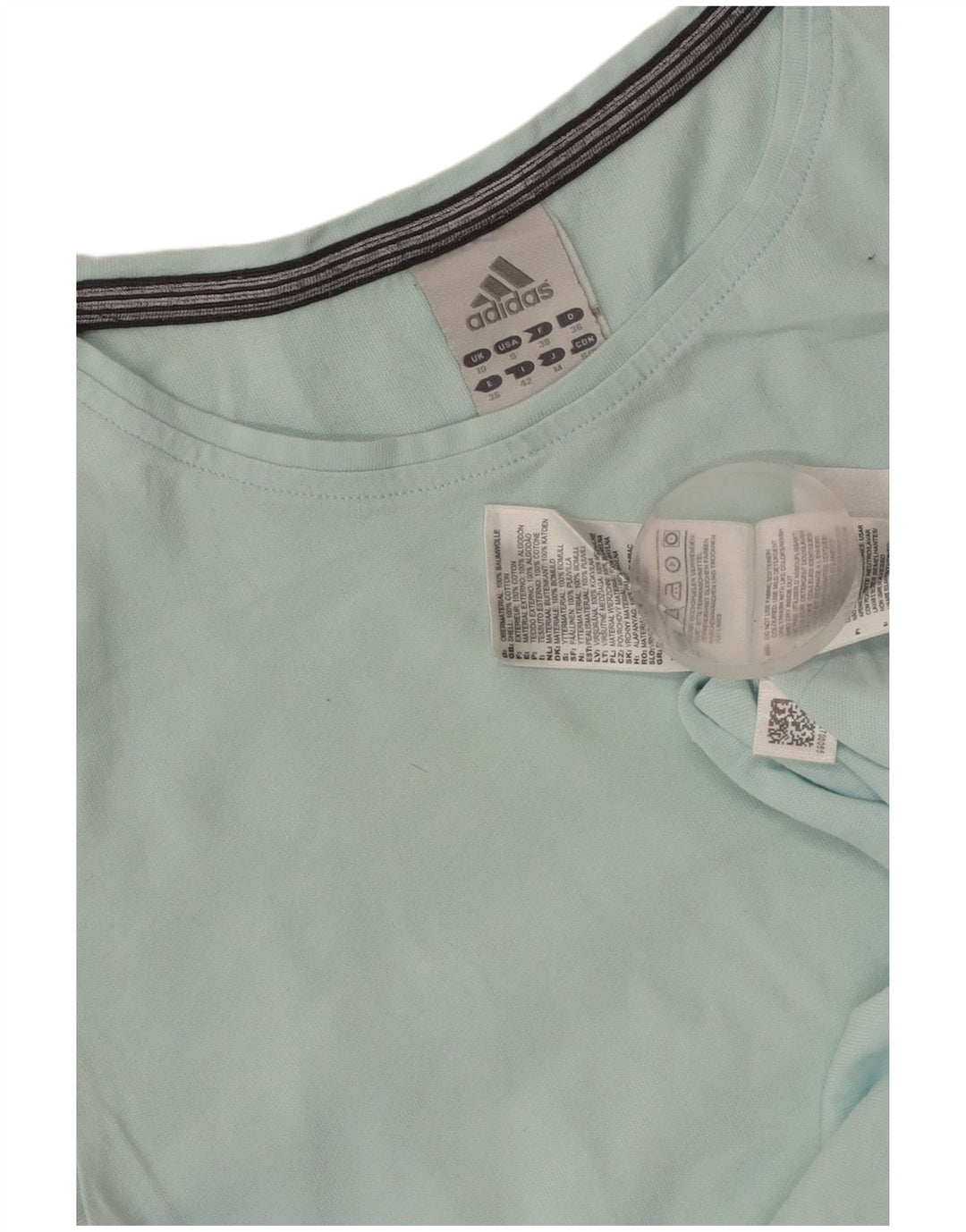 ADIDAS Dame Top Langærmet UK 10 Lille Blå Bomuld
