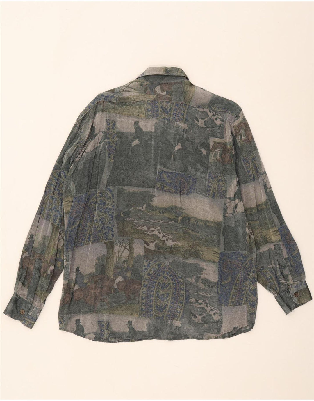 Vintage herre abstrakt mønster skjorte medium flerfarvet Rayon