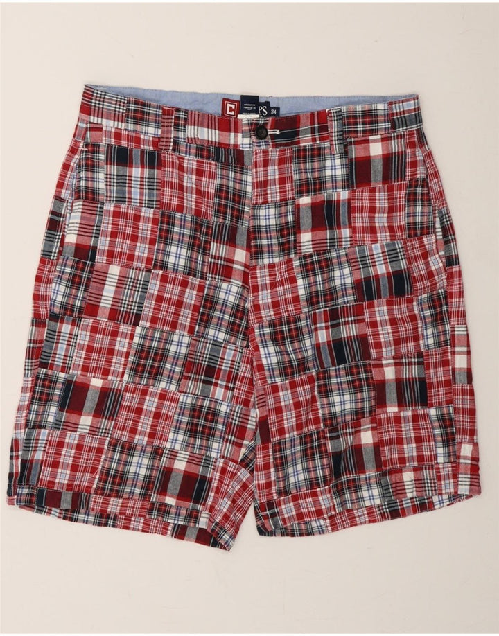CHAPS Mens Chino Shorts W34 Large  Red Check Cotton Vintage Chaps and Second-Hand Chaps from Messina Hembry 