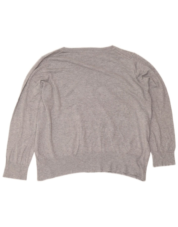 Marks & Spencer Dame V-hals sweater UK 22 3XL Grå Viscose