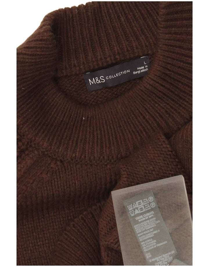 Marks & Spencer Dame Turtle Neck Jumper Sweater UK 16 Stor Brun Akryl