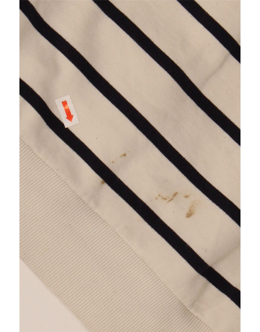 ZARA Womens Crop Sweatshirt Jumper UK 16 Stor hvid stribet bomuld