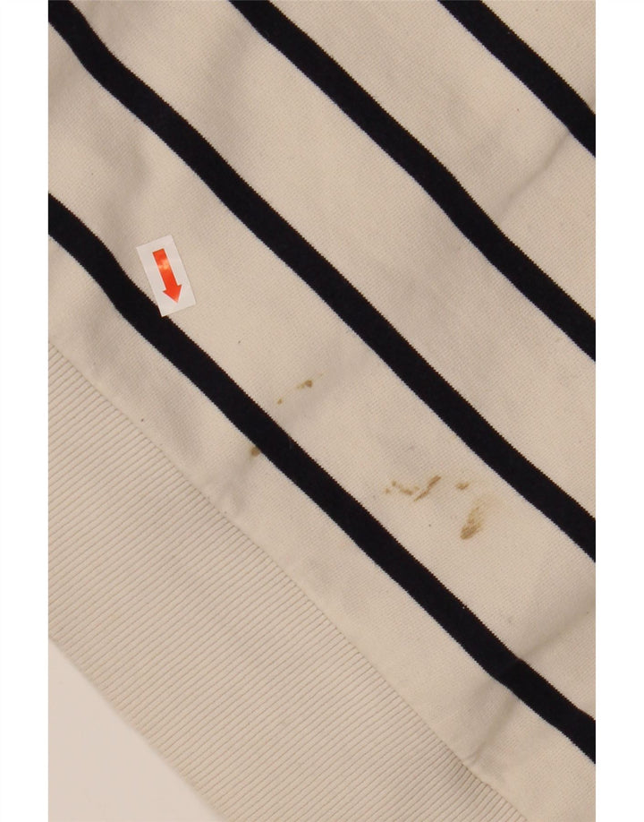 ZARA Womens Crop Sweatshirt Jumper UK 16 Stor hvid stribet bomuld