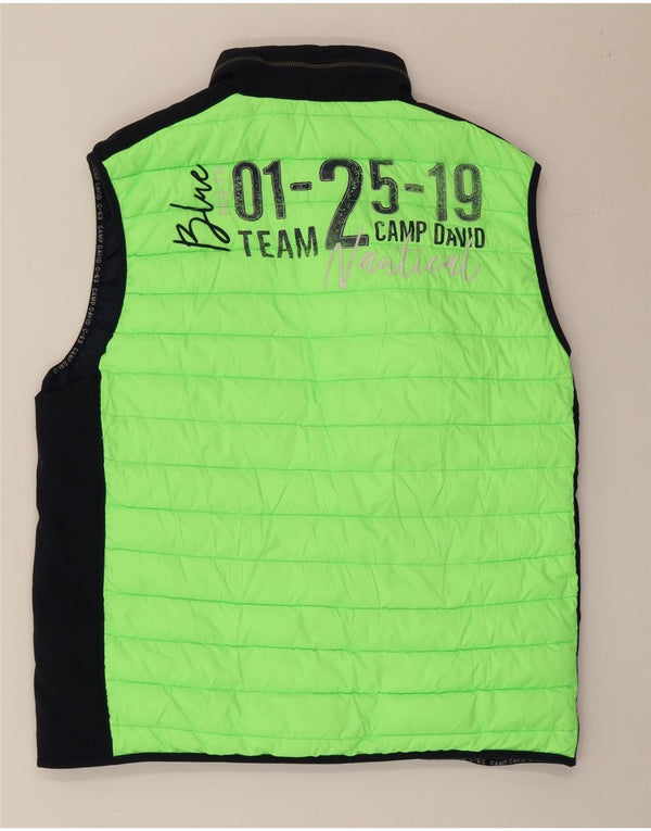 Camp David Herre grafisk hætte polstret Gilet UK 44 2XL Grøn Colourblock