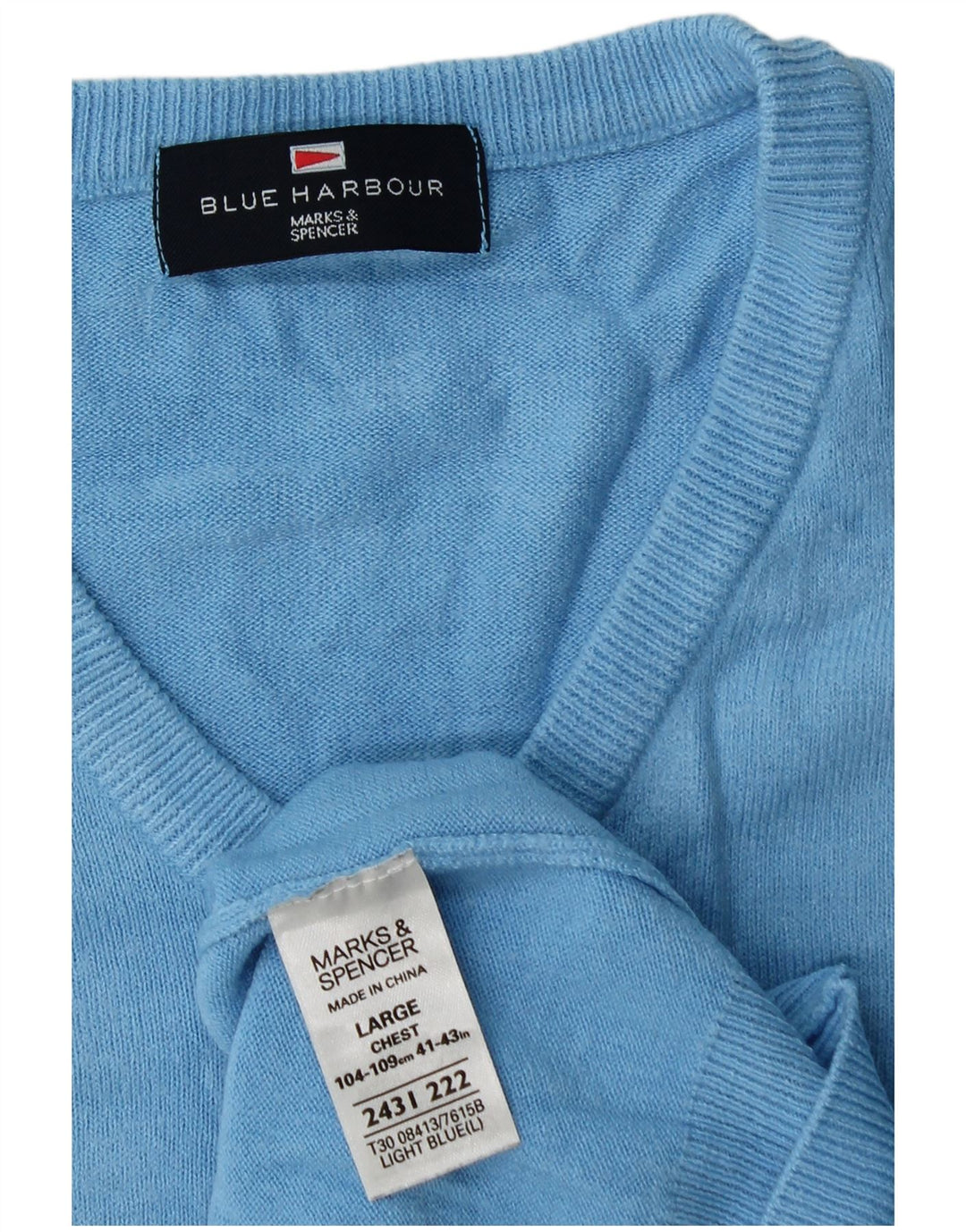 Marks & Spencer Herre V-hals sweater Stor blå akryl