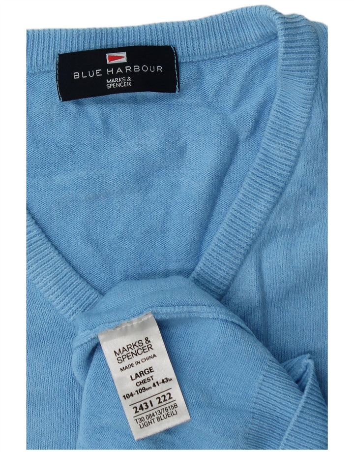 Marks & Spencer Herre V-hals sweater Stor blå akryl