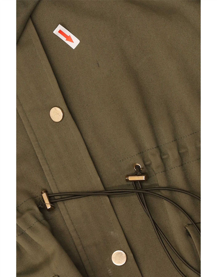 Reiss Dame Hætte Oversized Parka Jacket UK 8 Small Khaki Cotton