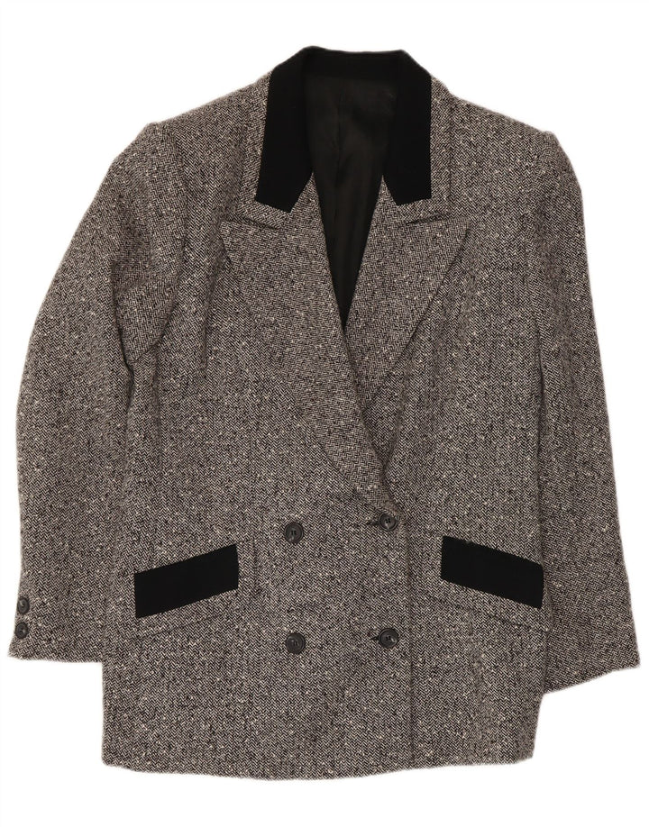 Vintage dobbeltradet blazerjakke til kvinder IT 48 XL Grå sildeben