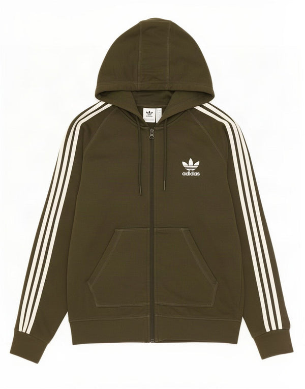Adidas Womens Zip Hoodie Sweater UK 16 Large Khaki Cotton
