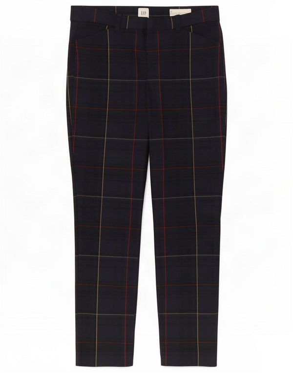 Gap Womens Signature Cropped Trousers US 6 Medium W32 L25 Navy Blue Check