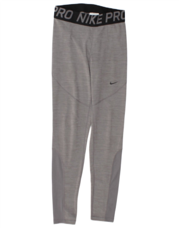 Nike Dame Dri Fit Grafiske Leggings UK 12 Medium Grey Colourblock