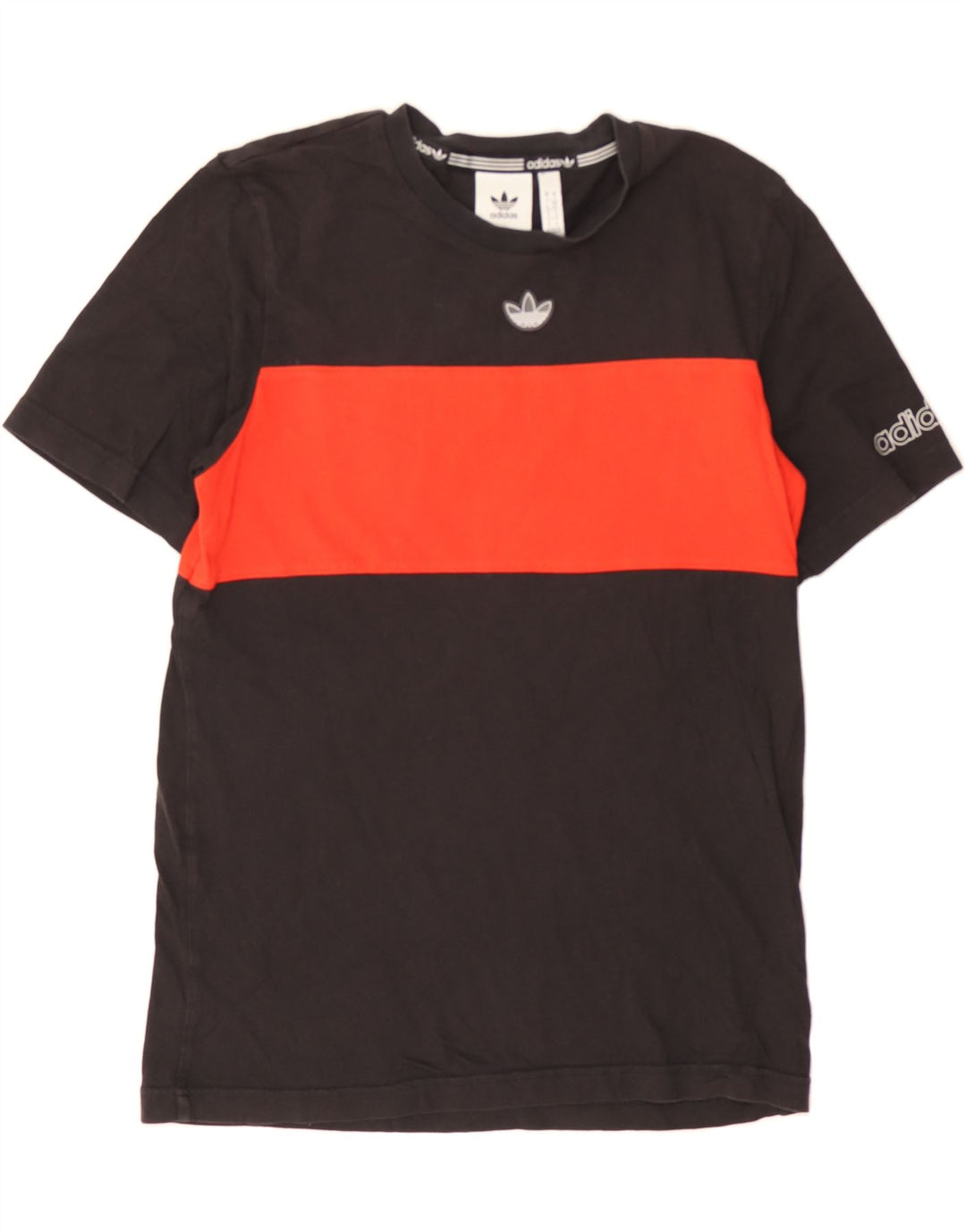 ADIDAS Mens T-Shirt Top Small Black Colourblock Cotton Vintage Adidas and Second-Hand Adidas from Messina Hembry 